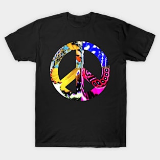 Peace Sign Support Life Humanity Hope Nature Inspired Psychedelic Kaleidoscope Hippie Flower Power T-Shirt